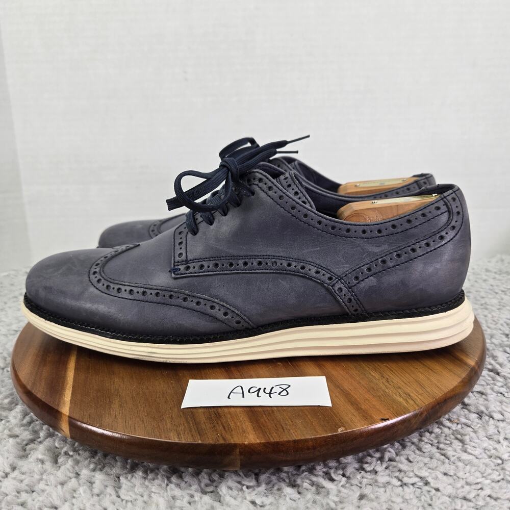 Cole Haan Mens 10.5M Grand Os Navy Leather Wingtip Brogue Casual Oxford Sneaker